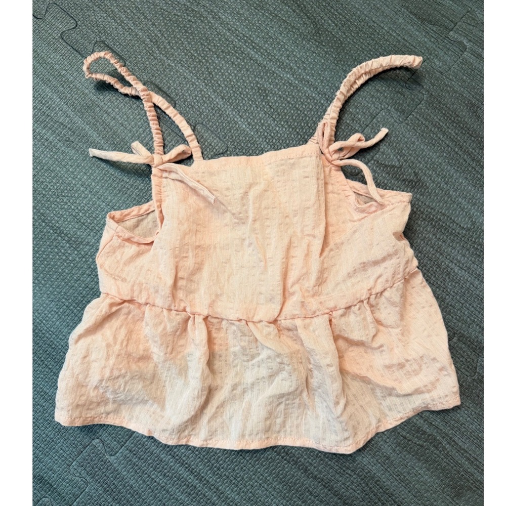 HM Girls Peach Pink Dobby Textured Peplum Camisole Tie Strap Top Size‎ 8